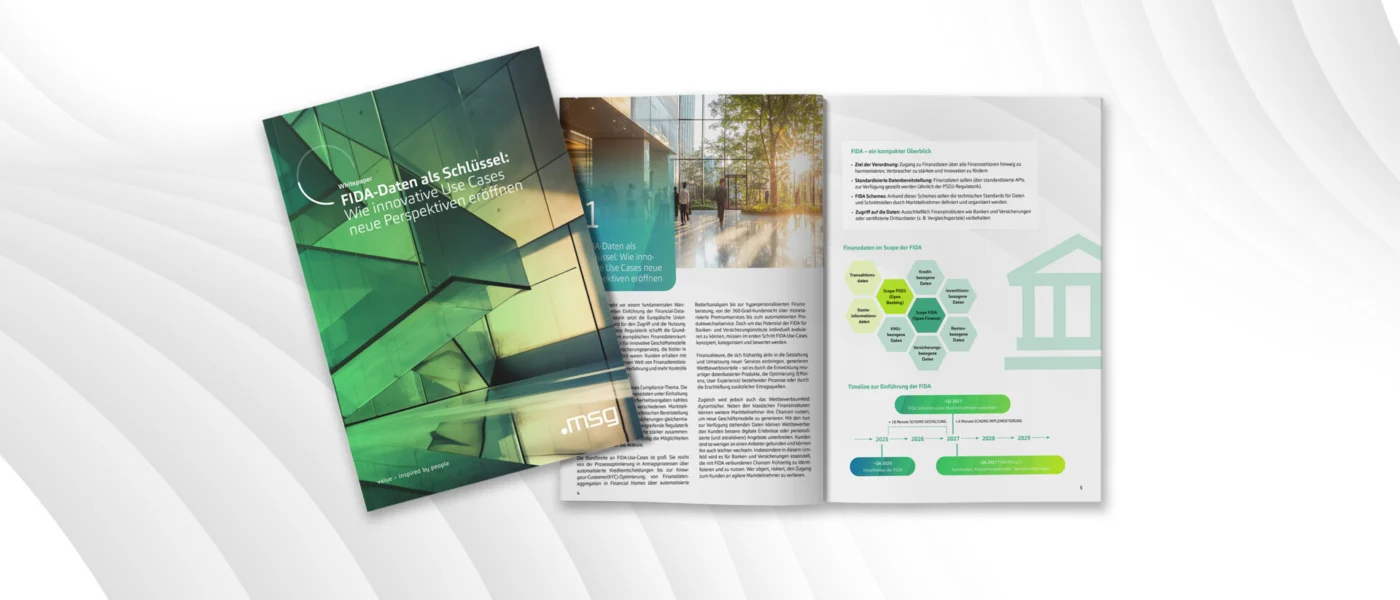 Titel Whitepaper, FIDA-Daten als Schlüssel: Wie innovative Use Cases neue Perspektiven eröffnen;